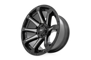 Wheel - Rough Country - 81 Series, Semi Gloss Black w/machined spokes, 20x9, 5x150, +18m - Gloss Black with Machined Spokes